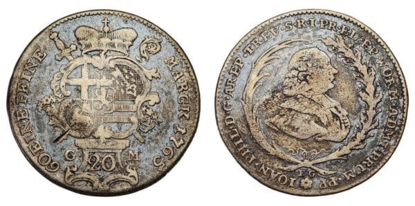 GERMANY 20 kreuzer 1765 / Trier / Silver / VF-