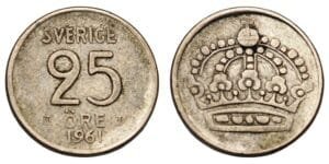 SWEDEN 25 ore 1961 / Silver / VF