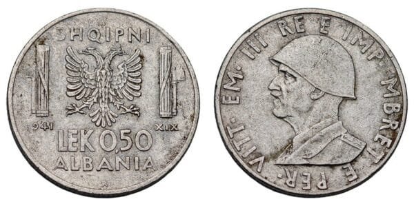 ALBANIA 0.50 lek 1941 / WWII Italian occupation / VF