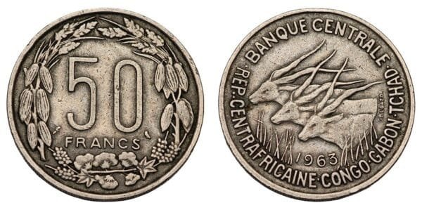 CENTRAL AFRICAN STATES 50 francs 1963 VF