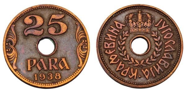 YUGOSLAVIA 25 para 1938 VF