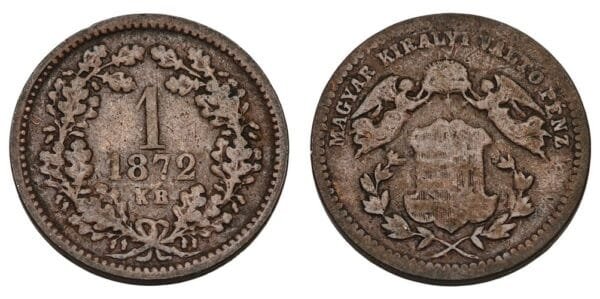 HUNGARY 1 krajczar 1872 VF