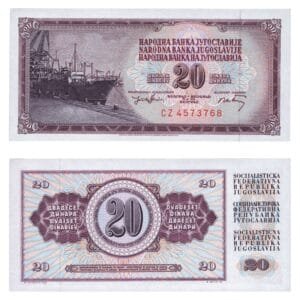 YUGOSLAVIA 20 dinara 1974 / CZ series / 7 digits / UNC