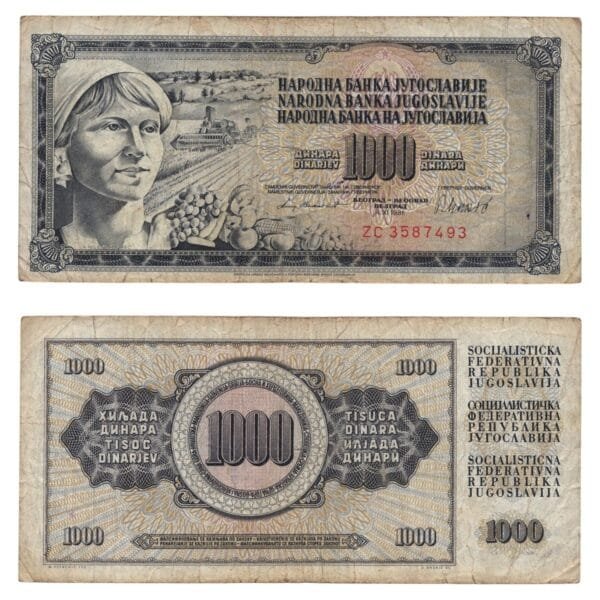 YUGOSLAVIA 1000 dinara 1981 / Replacement series ZC / F+