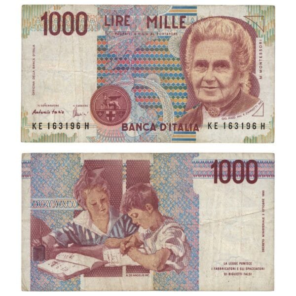 ITALY 1000 lire 1990 / Series KE / VF