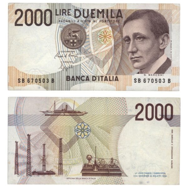 ITALY 2000 lire 1990 / Series SB / XF