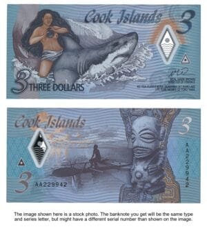 COOK ISLANDS 3 dollars 2021 / polymer plastic / UNC