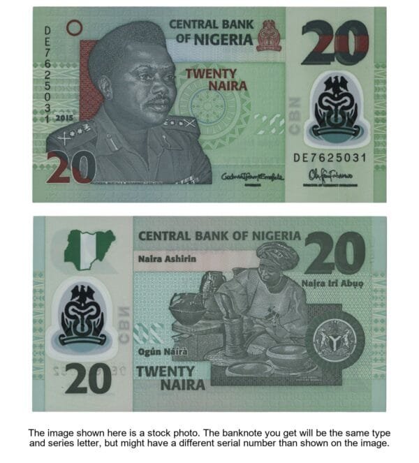 NIGERIA 20 naira 2015 / polymer plastic / UNC