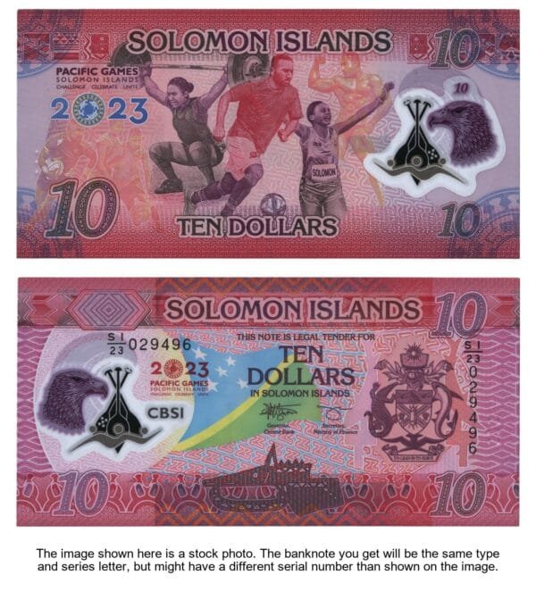 SOLOMON ISLANDS 10 dollars 2023 / Pacific Games / polymer plastic / UNC