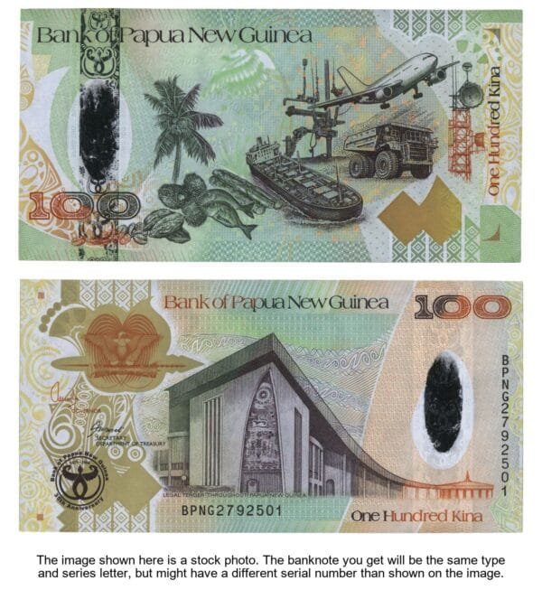 PAPUA NEW GUINEA 100 kina 2008 / 35th Anniversary of the Bank / UNC