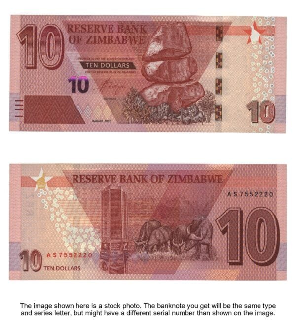 ZIMBABWE 10 dollars 2020 UNC