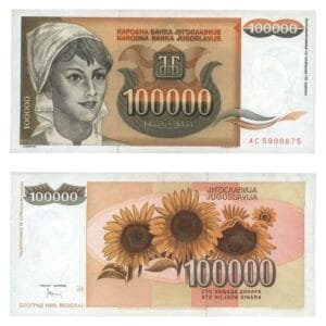 YUGOSLAVIA 100000 dinara 1993 UNC