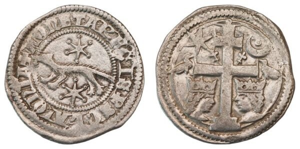 CROATIA 1 denar ND(1269-1270) / Slavonia / bird - bird / ban H. Güssing / Silver / VF