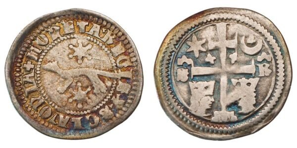 CROATIA 1 denar ND(1270-1272) / Slavonia / Stephen V / ban Ivačin Pectari / S-R / Silver / VF-