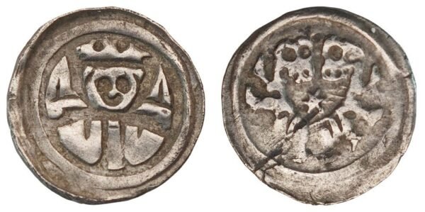 CROATIA 1 denar ND(1220-1235) / Friesach style / Mimica# 54 / herceg Bela and herceg Koloman / Silver / VF-