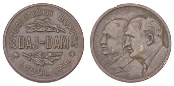 SLOVENIA Ljubljana / Daj Dam Avtomatični Buffet / Automatic Buffet / vintage token / Griesbach & Knaus / 1930s(?) VF