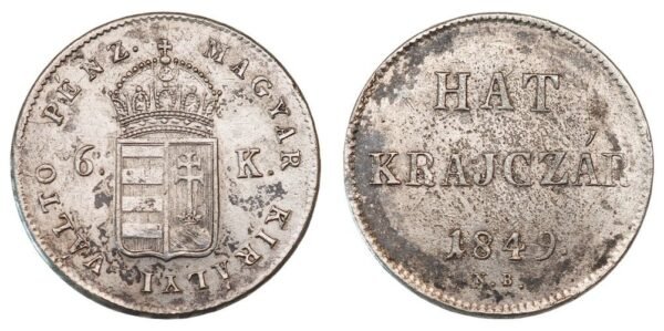 HUNGARY 6 krajczar 1849 / Silver / VF