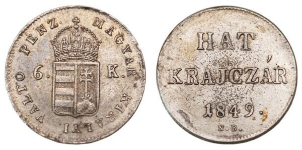 HUNGARY 6 krajczar 1849 / Silver / VF+