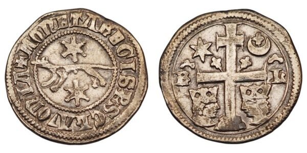 CROATIA 1 denar ND(1272-1290) / Slavonia / king Ladislav IV / R - L / cerscent with fleur-de-lis / Silver / VF