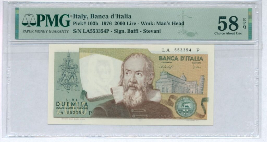 ITALY 2000 lire 1976 PMG 58 EPQ