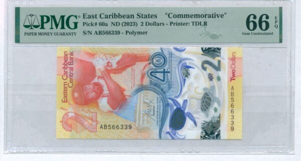 EAST CARIBBEAN STATES 2 dollars 2023 PMG 66 EPQ