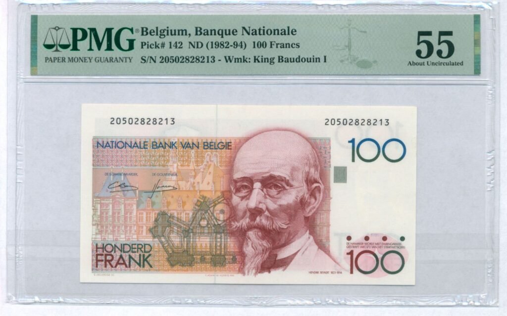 BELGIUM 100 francs ND(1982–1994) PMG 55