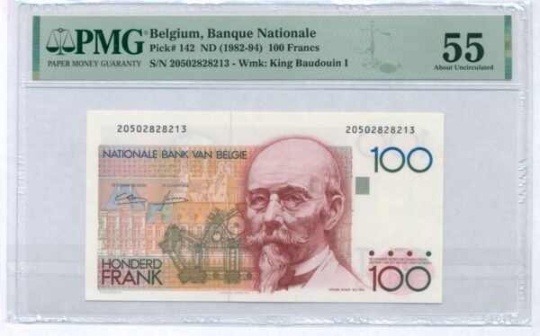 BELGIUM 100 francs ND(1982–1994) PMG 55