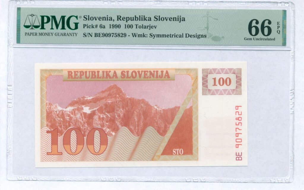 SLOVENIA 100 tolarjev 1990 PMG 66 EPQ