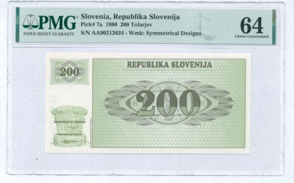 SLOVENIA 200 tolarjev 1990 PMG 64