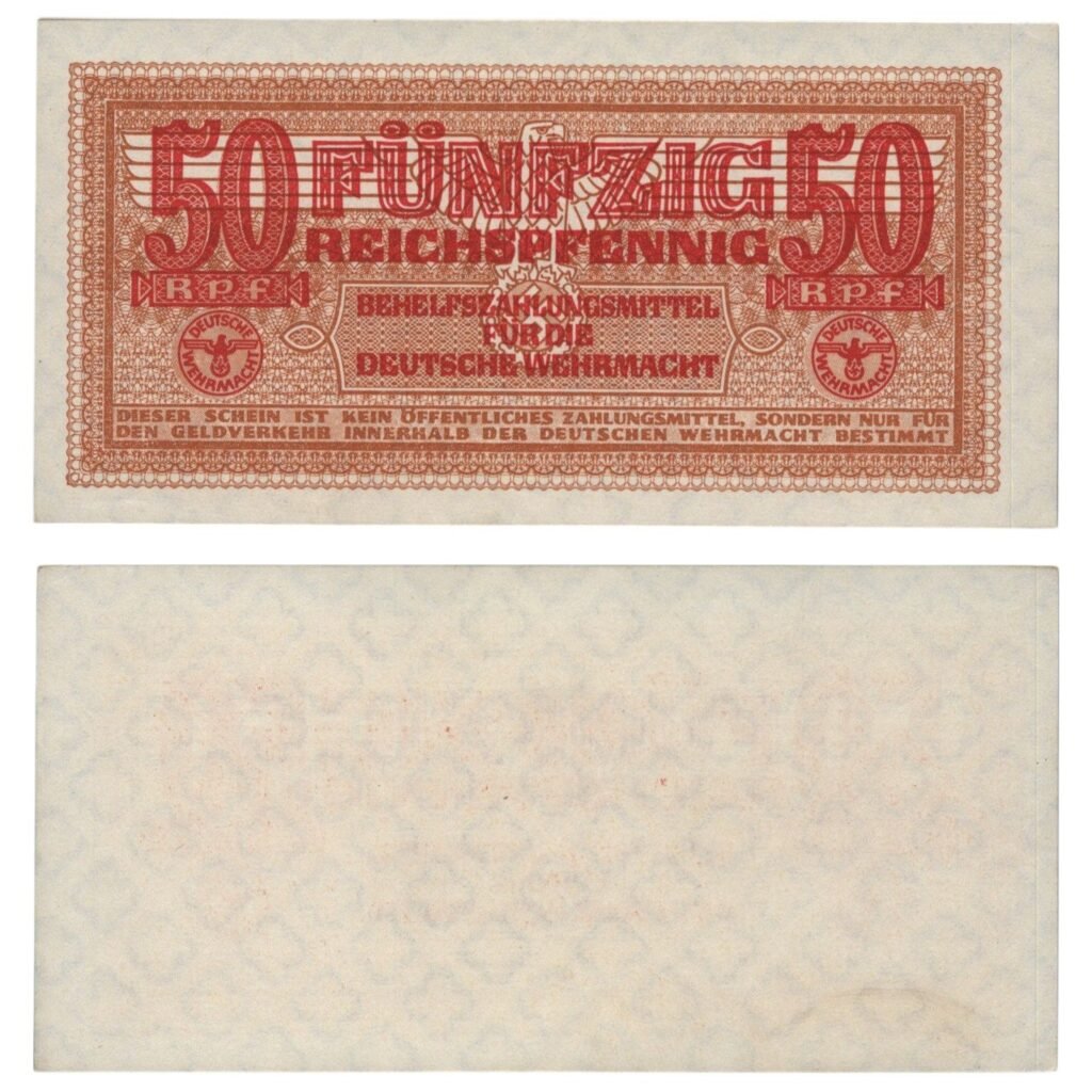 GERMANY 50 reichspfennig ND(1940-1945) / 3rd Reich / Reichskreditkassenschein / WWII issue / UNC