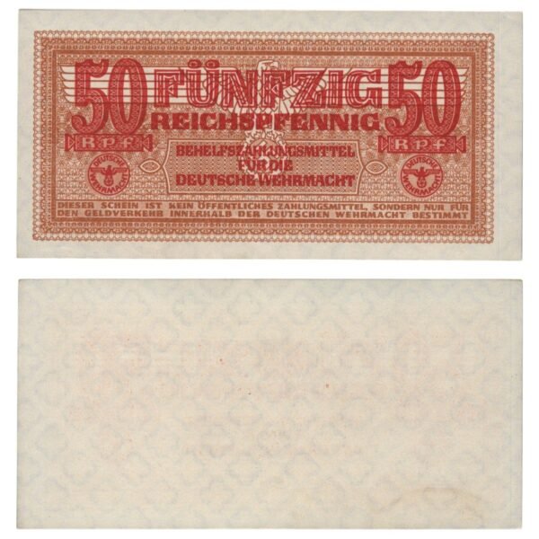 GERMANY 50 reichspfennig ND(1940-1945) / 3rd Reich / Reichskreditkassenschein / WWII issue / UNC
