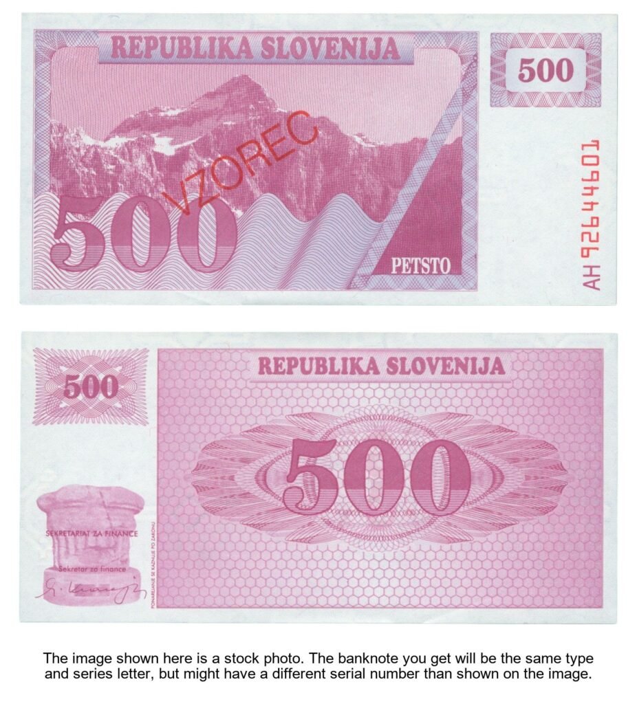 SLOVENIJA 500 tolarjev 1992 / Probni primjerak - VZOREC / Redovni serijski broj # / UNC