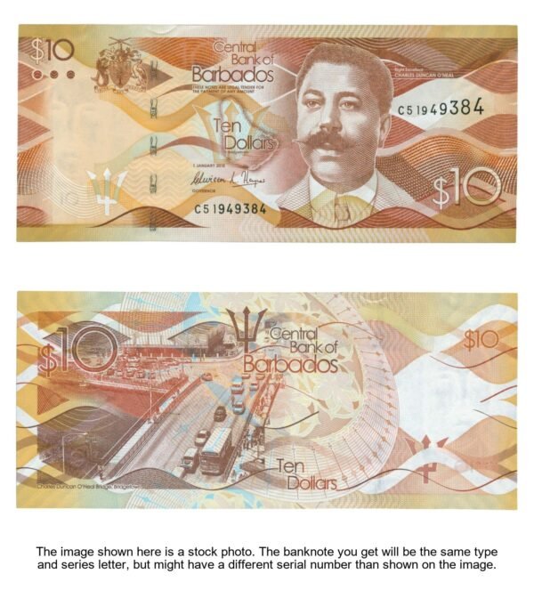 BARBADOS 10 dollars 2018 UNC