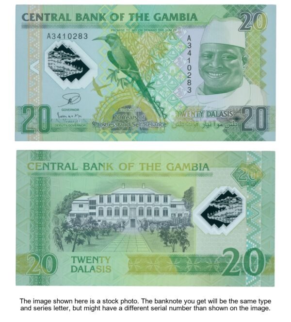 GAMBIA 20 dalasis 2014 / Polymer plastic / UNC