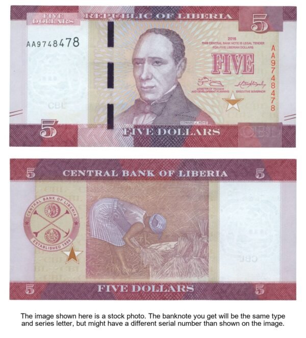 LIBERIA 5 dollars 2016 UNC