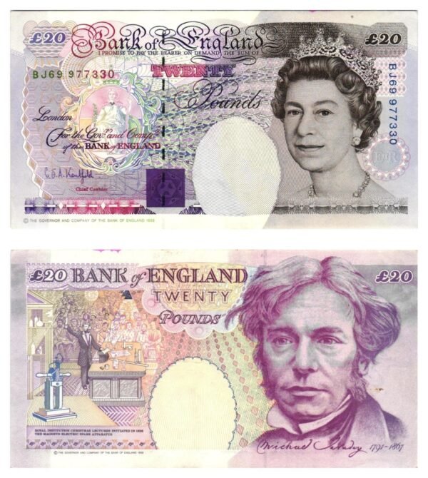 ENGLAND 20 pounds 1993 VF