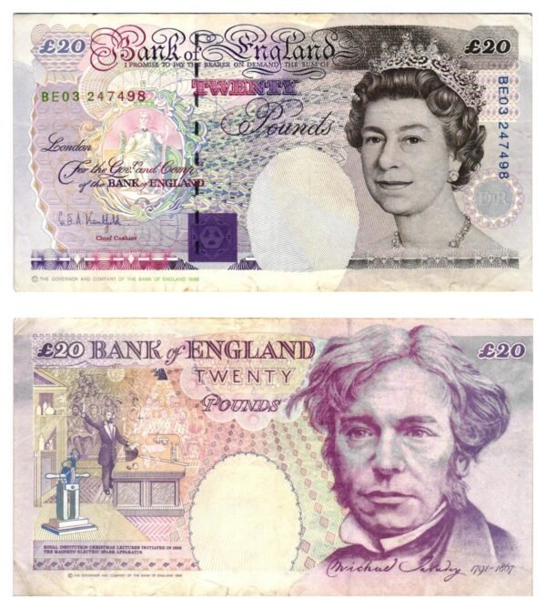 ENGLAND 20 pounds 1993 VF