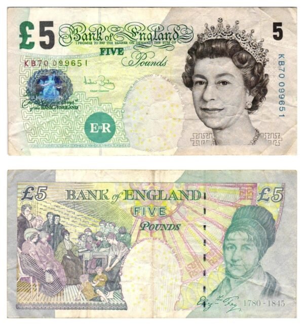 ENGLAND 5 pounds 2002 VF