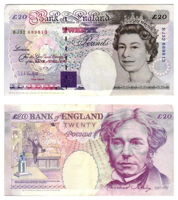 ENGLAND 20 pounds 1993 VF+