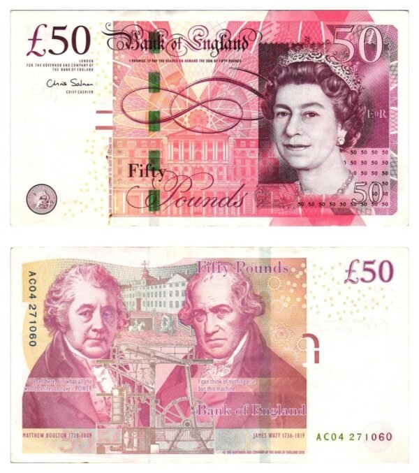 ENGLAND 50 pounds 2010 VF+