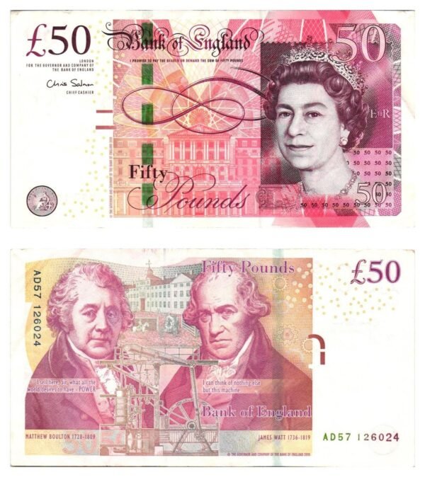 ENGLAND 50 pounds 2010 VF+