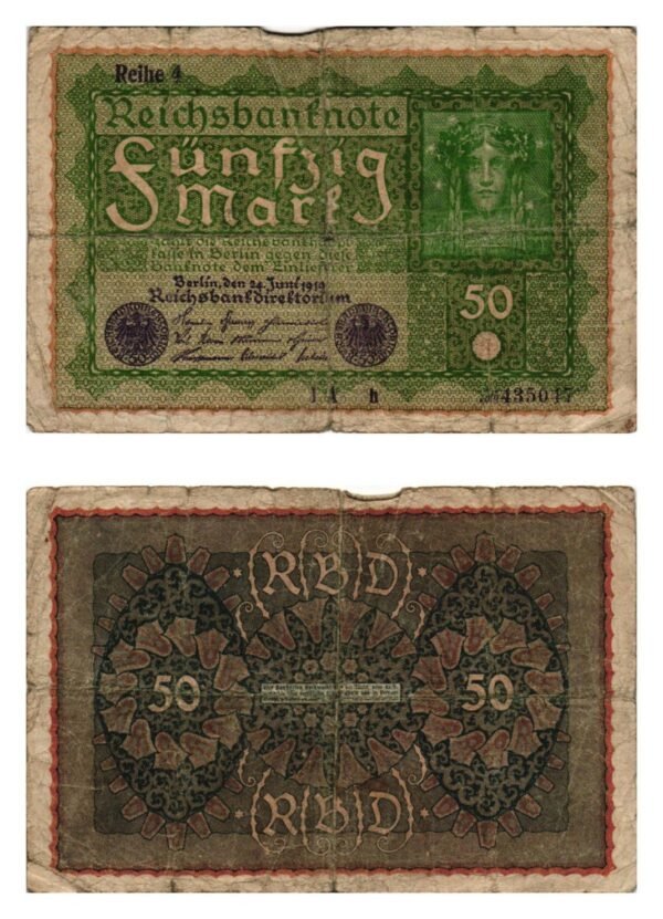 GERMANY 50 mark 1919 / Weimar Republic / Reihe 4 / F