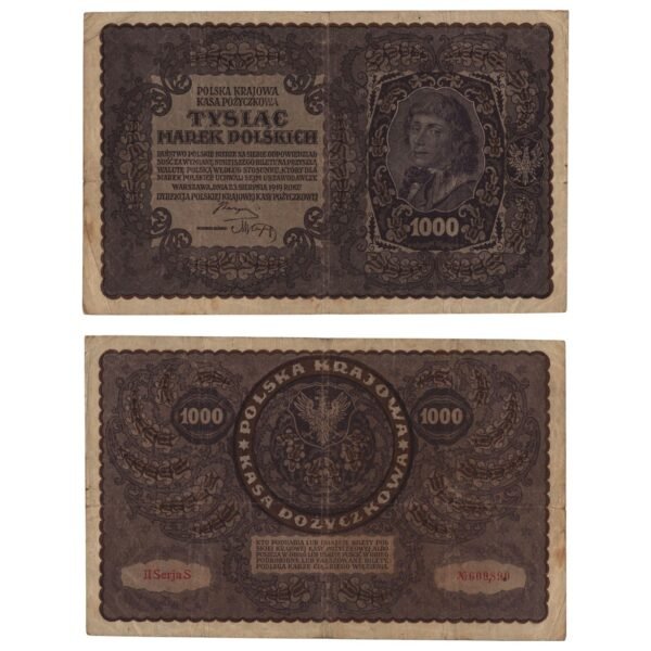 POLAND 1000 marek 1919 / 2nd series - 1 letter / VF