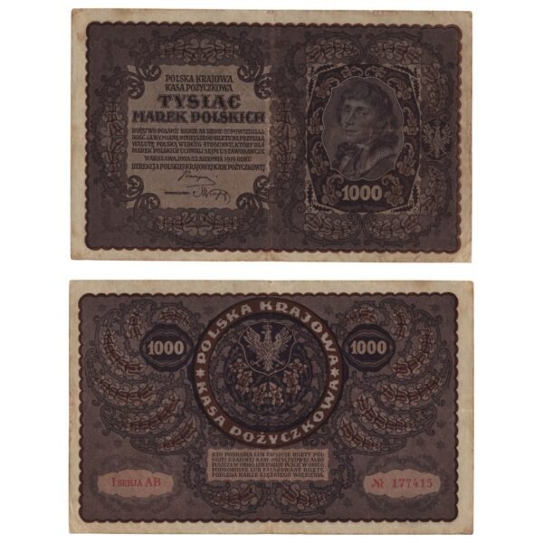 POLAND 1000 marek 1919 / 1st series - 2 letters / VF