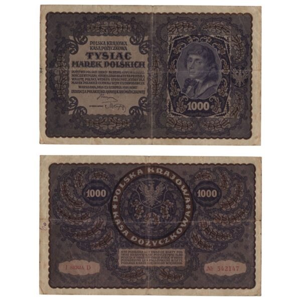 POLAND 1000 marek 1919 / 1st series - 1 letter / VF