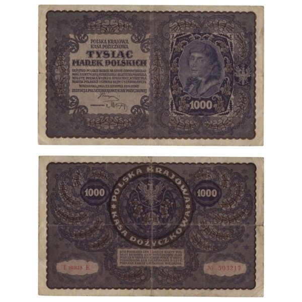 POLAND 1000 marek 1919 / 1st series - 1 letter / VF