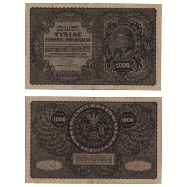 POLAND 1000 marek 1919 / 3rd series - 1 letter / VF