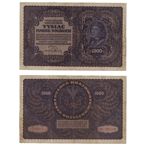 POLAND 1000 marek 1919 / 1st series - 1 letter / VF