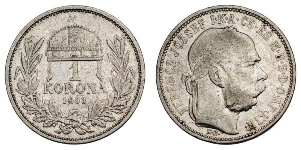 HUNGARY 1 korona 1893 / Silver / VF