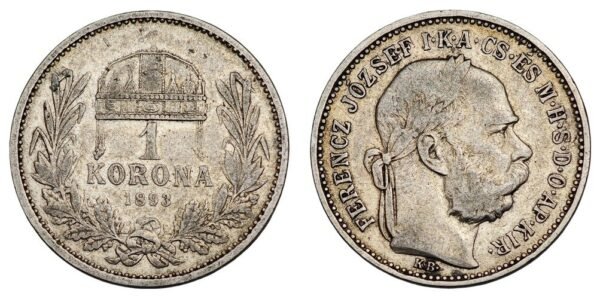 HUNGARY 1 korona 1893 / Silver / VF